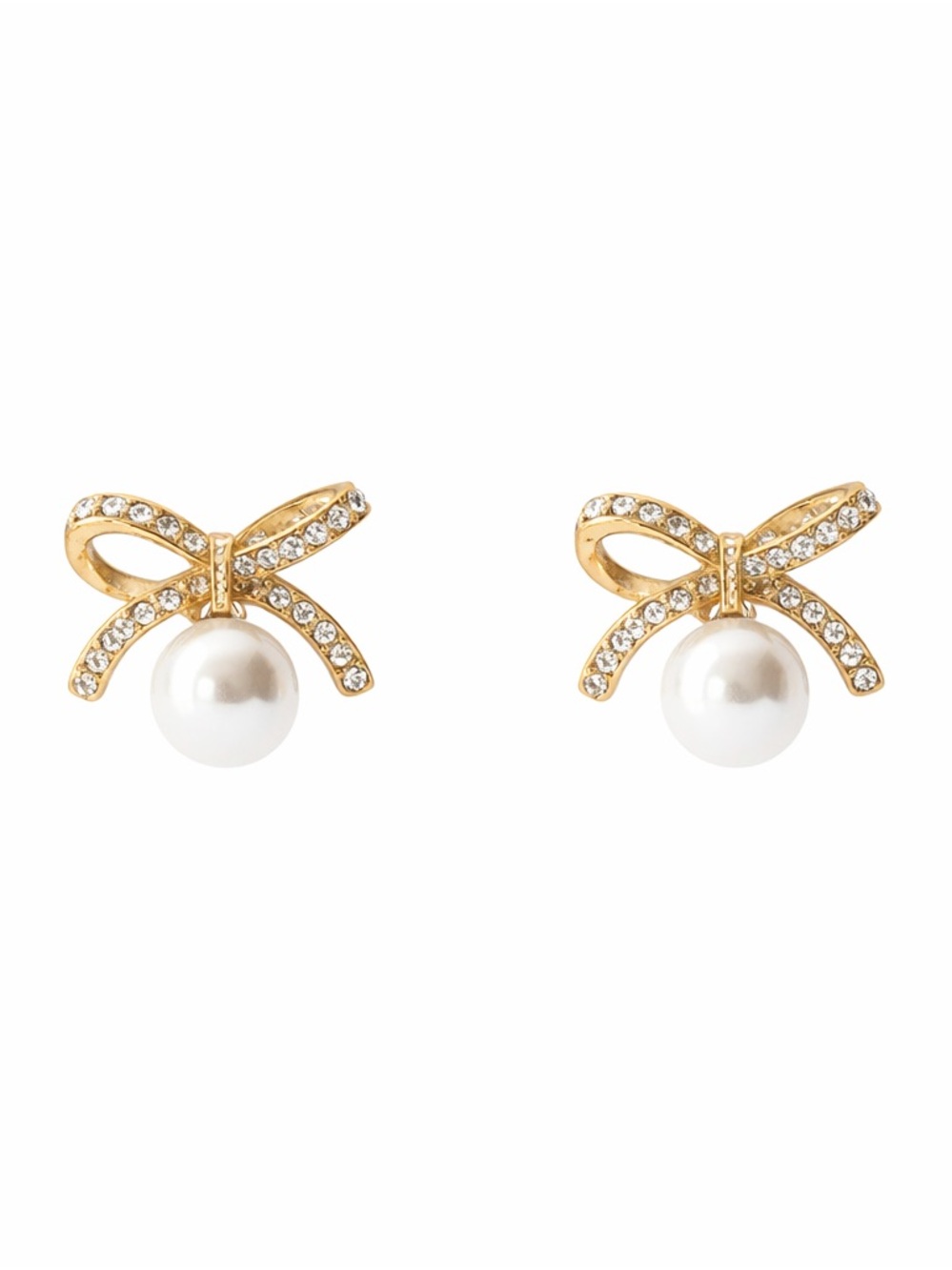 Crystal Bow & Pearl Earrings (5516)